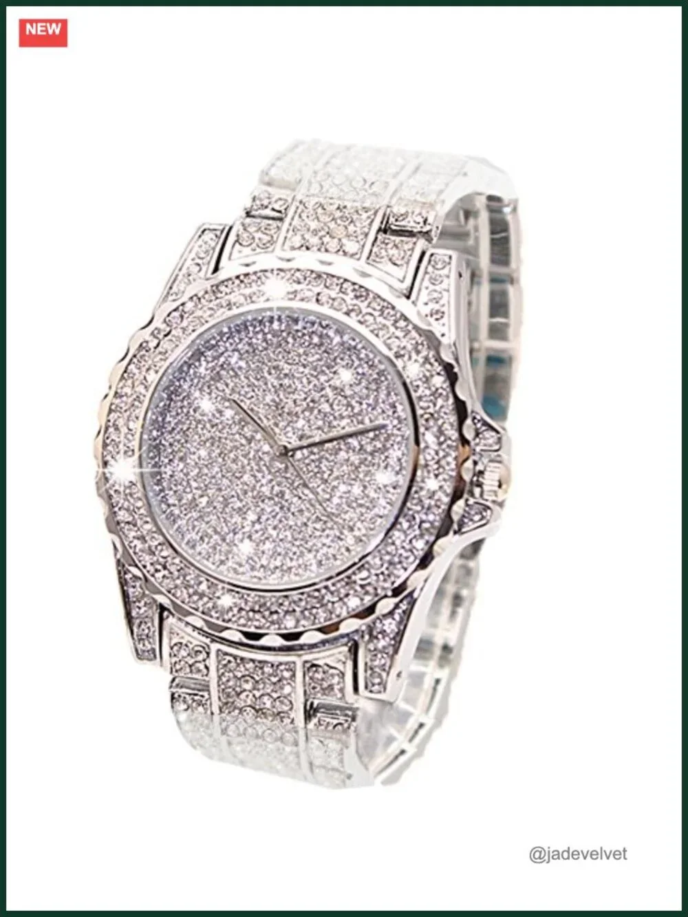 Women Crystal Diamond Rhinestone Quartz Wrist Watch Steel Band Round Dial